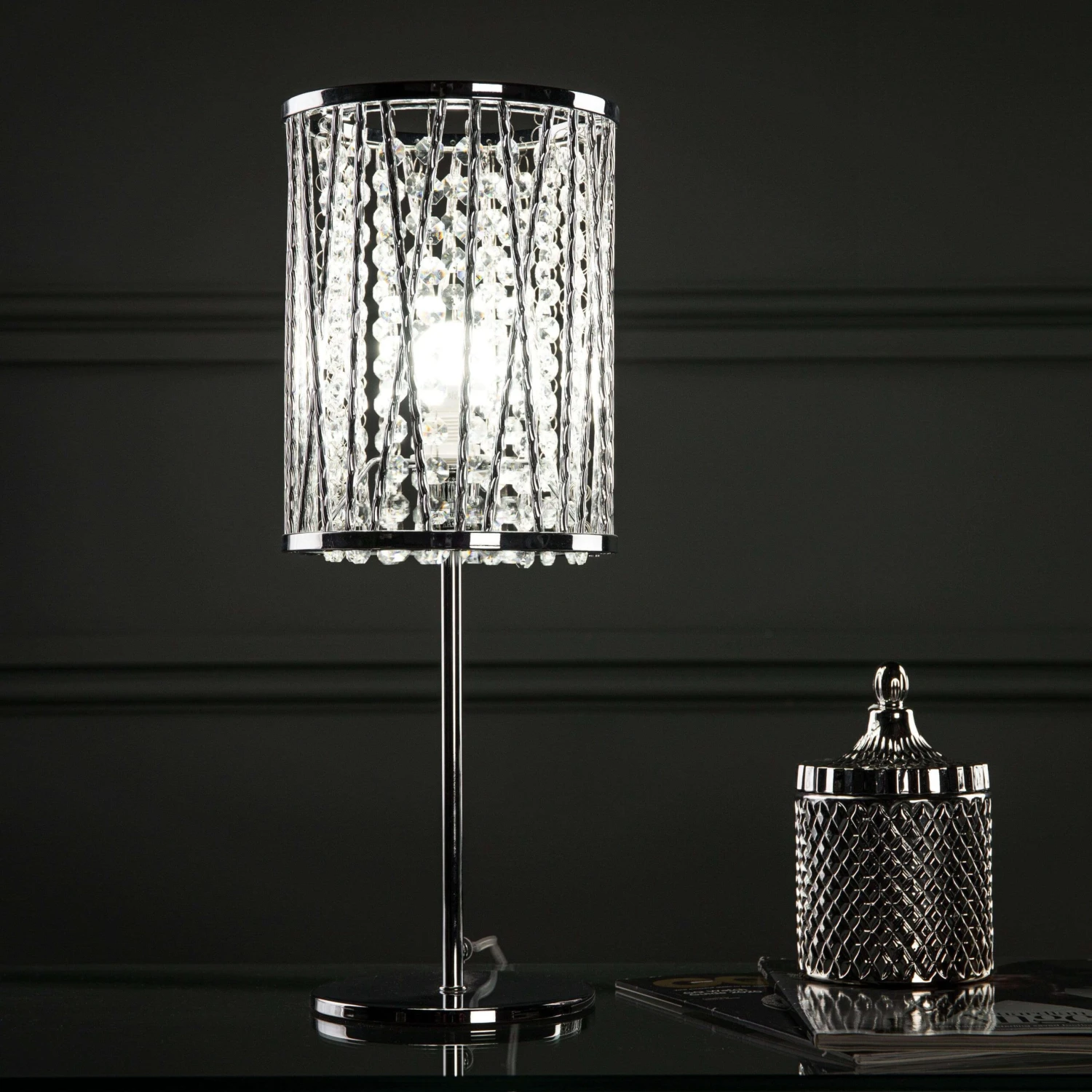 Chrome Elise Crystal Drop Table Lamp 4 Chrome Elise Crystal Drop Table Lamp - Image 2