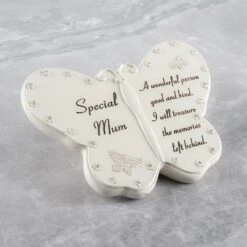 Diamante Butterfly Memorial Ornament - Mum