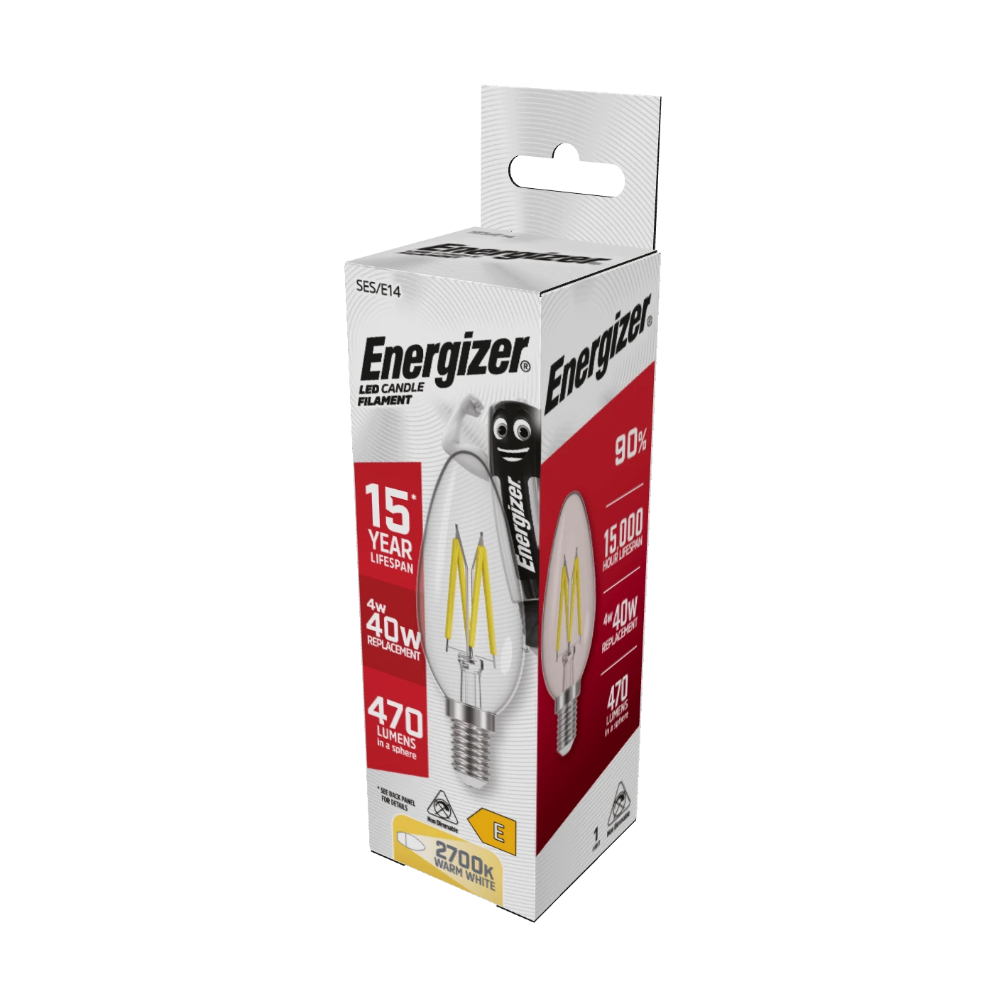 Energizer E14 Filament LED Candle Warm White Lightbulb 40W 6 Energizer E14 Filament LED Candle Warm White Lightbulb 40W - Image 4