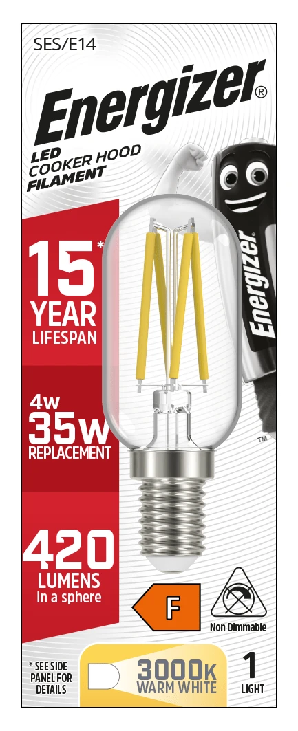 Energizer E14 Filament LED Cookerhood Warm White Lightbulb 35W 3 Energizer E14 Filament LED Cookerhood Warm White Lightbulb 35W