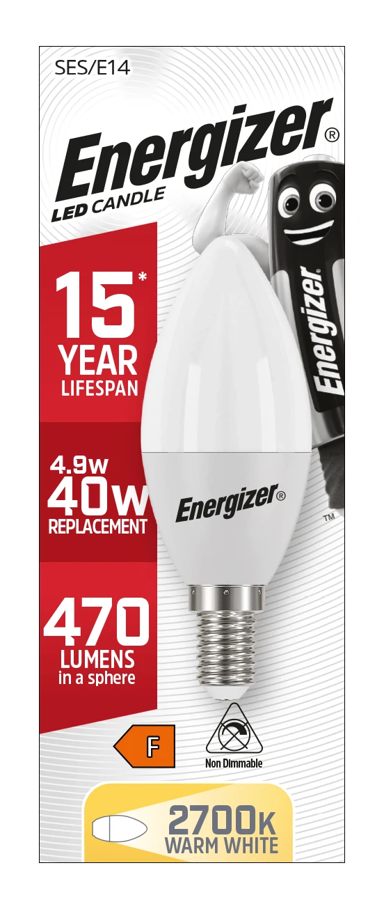 Energizer E14 LED Opal Candle Warm White Lightbulb 40W 3 Energizer E14 LED Opal Candle Warm White Lightbulb 40W