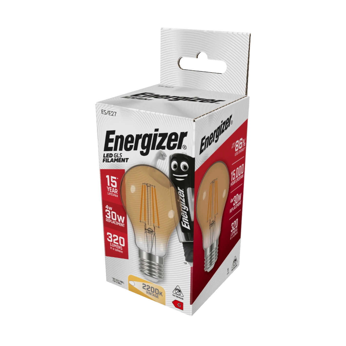 Energizer E27 Gold Filament LED Warm White Lightbulb 30W 4 Energizer E27 Gold Filament LED Warm White Lightbulb 30W - Image 2