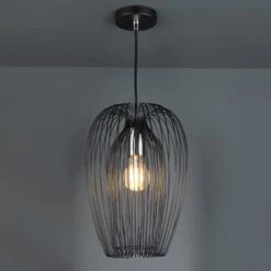 Biscay Single Black & Chrome Pendant Ceiling Light