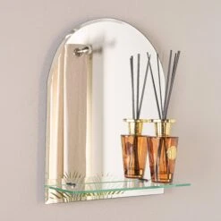 Round Top Mirror With Shelf