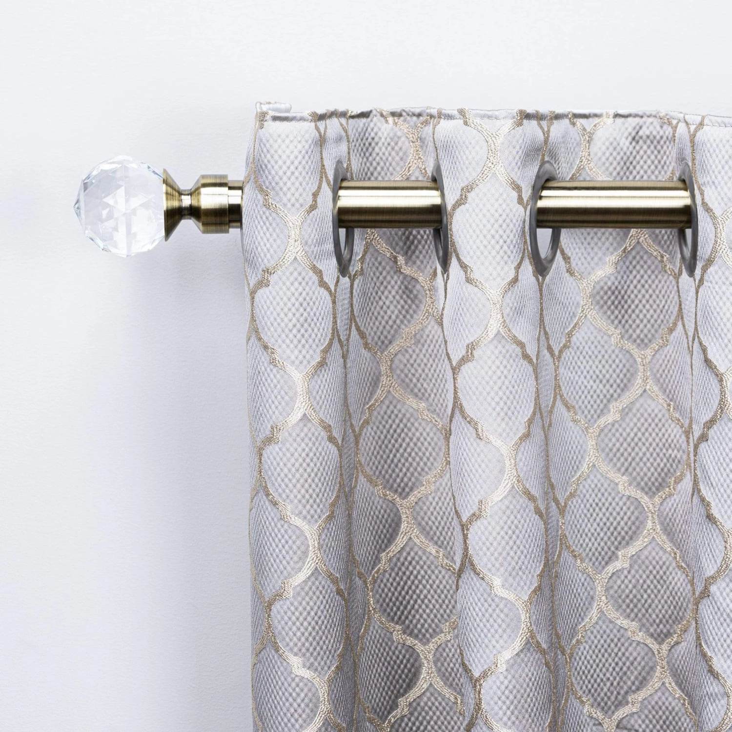 Extendable Antique Brass Pole With Crystal Finial 4 Extendable Antique Brass Pole With Crystal Finial - Image 2