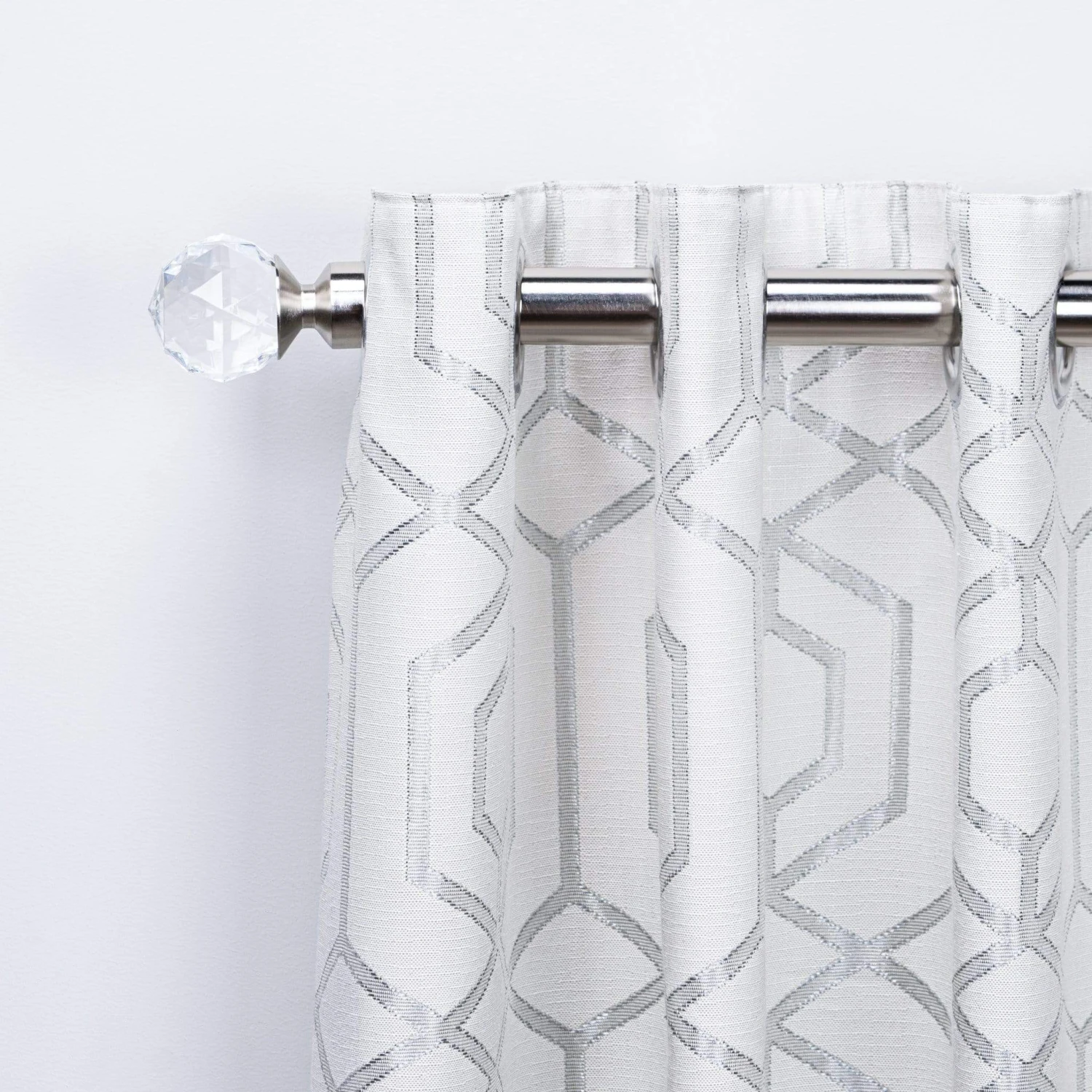 Extendable Satin And Silver Curtain Pole With Crystal Finial 4 Extendable Satin And Silver Curtain Pole With Crystal Finial - Image 2