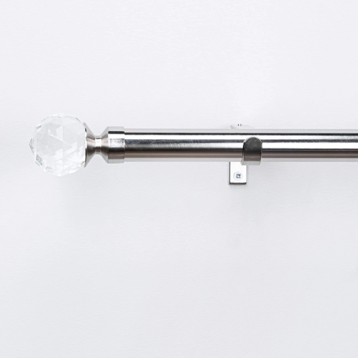 Extendable Satin And Silver Curtain Pole With Crystal Finial 3 Extendable Satin And Silver Curtain Pole With Crystal Finial