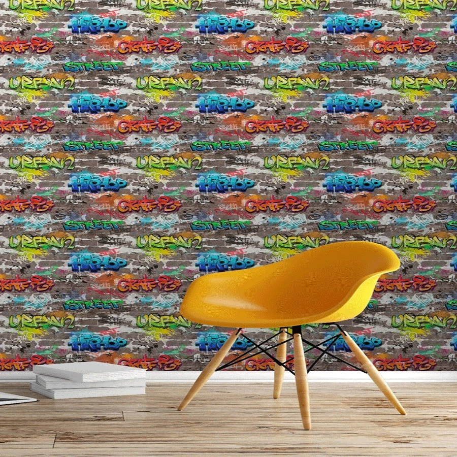 Fine Decor Novelty Graffiti Multi-Coloured Wallpaper - 41582 3 Fine Decor Novelty Graffiti Multi-Coloured Wallpaper - 41582