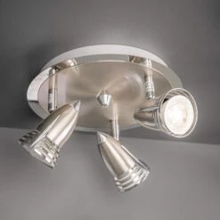 Angers Satin Nickel & Chrome 3 Light Plate Ceiling Light