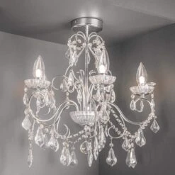 Paris Satin Chrome 5 Light Chandelier
