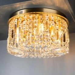 Wisconsin Round 5 Light Flush Gold Ceiling Light