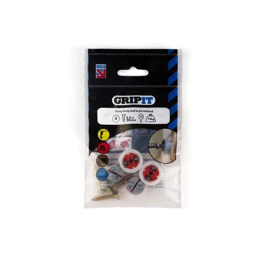 Gripit Pack Of 4 Red Plasterboard Fixing 18Mm 3 Gripit Pack Of 4 Red Plasterboard Fixing 18Mm