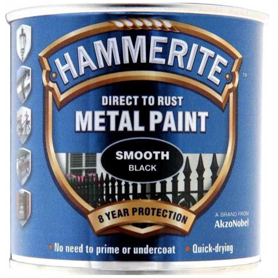 Hammerite Direct To Rust Smooth Black Metal Paint 7 Hammerite Direct To Rust Smooth Black Metal Paint - Image 5