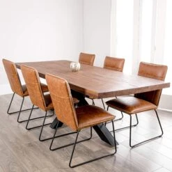 Harrow Dining Table And 6 Hooper Tan Chairs