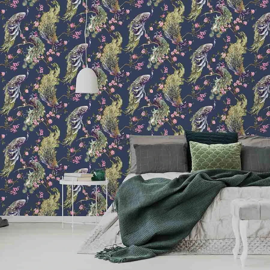 Holden Menali Peacock Navy Wallpaper - 35922 3 Holden Menali Peacock Navy Wallpaper - 35922