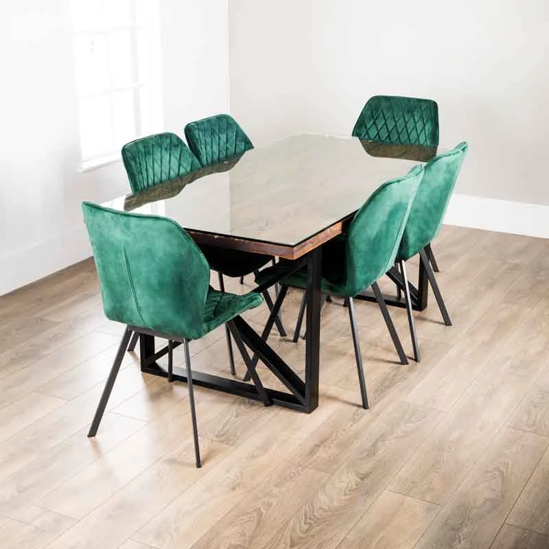 Bella 180cm Table & 6 Vancouver Emerald Chairs 8 Bella 180cm Table & 6 Vancouver Emerald Chairs - Image 6