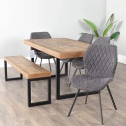 Lincoln Fixed Top Dining Set With Bench & 4 Grey Toronto Chairs -Taskers Sale Shop lincoln fixed top dining set with bench 4 grey toronto chairs baker lincoln nixon fix bench 4 toron gy 28035527704662