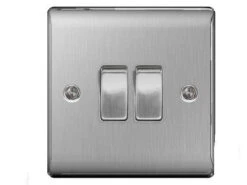 Nexus Metal Brushed Steel 1 Gang Double Switch