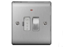 Nexus Metal Brushed Steel Switched Fuse With Neon Light