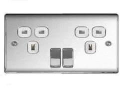 Nexus Metal Chrome Double Switch Socket