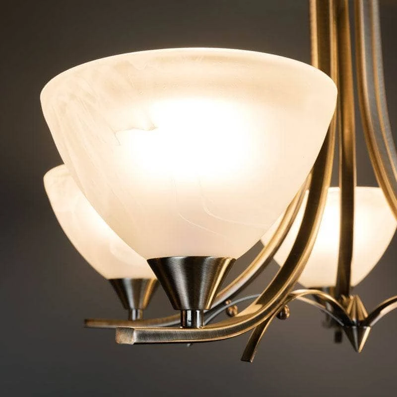 Pesscara 5 Light Antique Brass & Alabaster Glass Pendant Light 6 Pesscara 5 Light Antique Brass & Alabaster Glass Pendant Light - Image 4