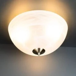 Pesscara Antique Brass & Alabaster Glass Semi-flush Ceiling Light