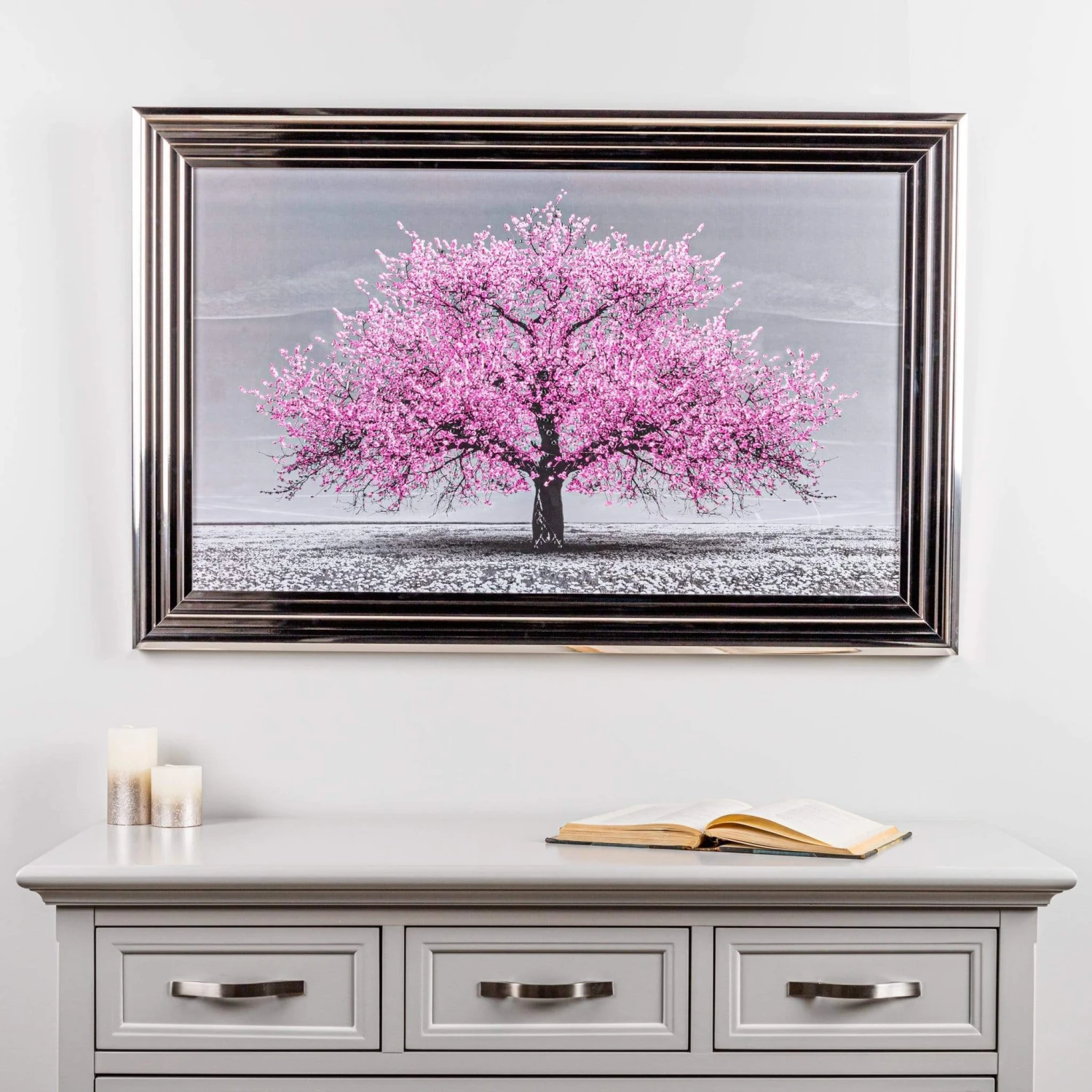 Pink Cherry Tree Framed Picture 114Cm X 74Cm 3 Pink Cherry Tree Framed Picture 114Cm X 74Cm