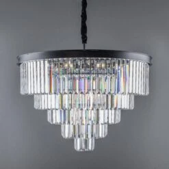 Washington Black 5 Tier Crystal Pendant Ceiling Light
