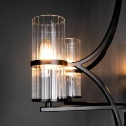 Rome 5 Light Matt Black & Ribbed Glass Pendant Light -Taskers Sale Shop rome 5 light matt black ribbed glass pendant light 60006131 31467391221846