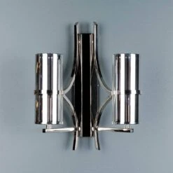 Rome Polished Nickel & Smoked Glass Double Wall Light