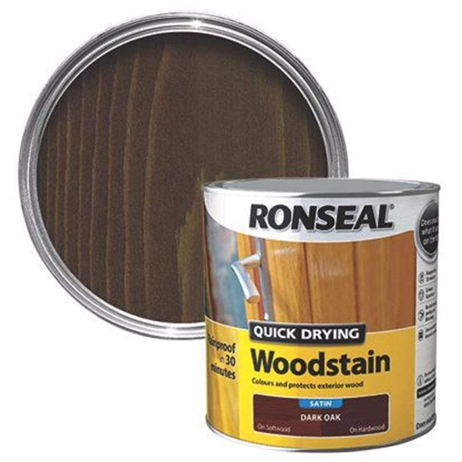 Ronseal Quick Drying Dark Oak Satin Wood Stain 5 Ronseal Quick Drying Dark Oak Satin Wood Stain - Image 3