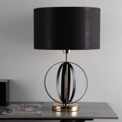 Black Gold Hooped Table Lamp