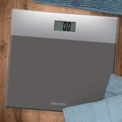 Salter Glass Electronic Bathroom Scale - Silver/Grey -Taskers Sale Shop salter glass electronic bathroom scale silver grey 13112366465110