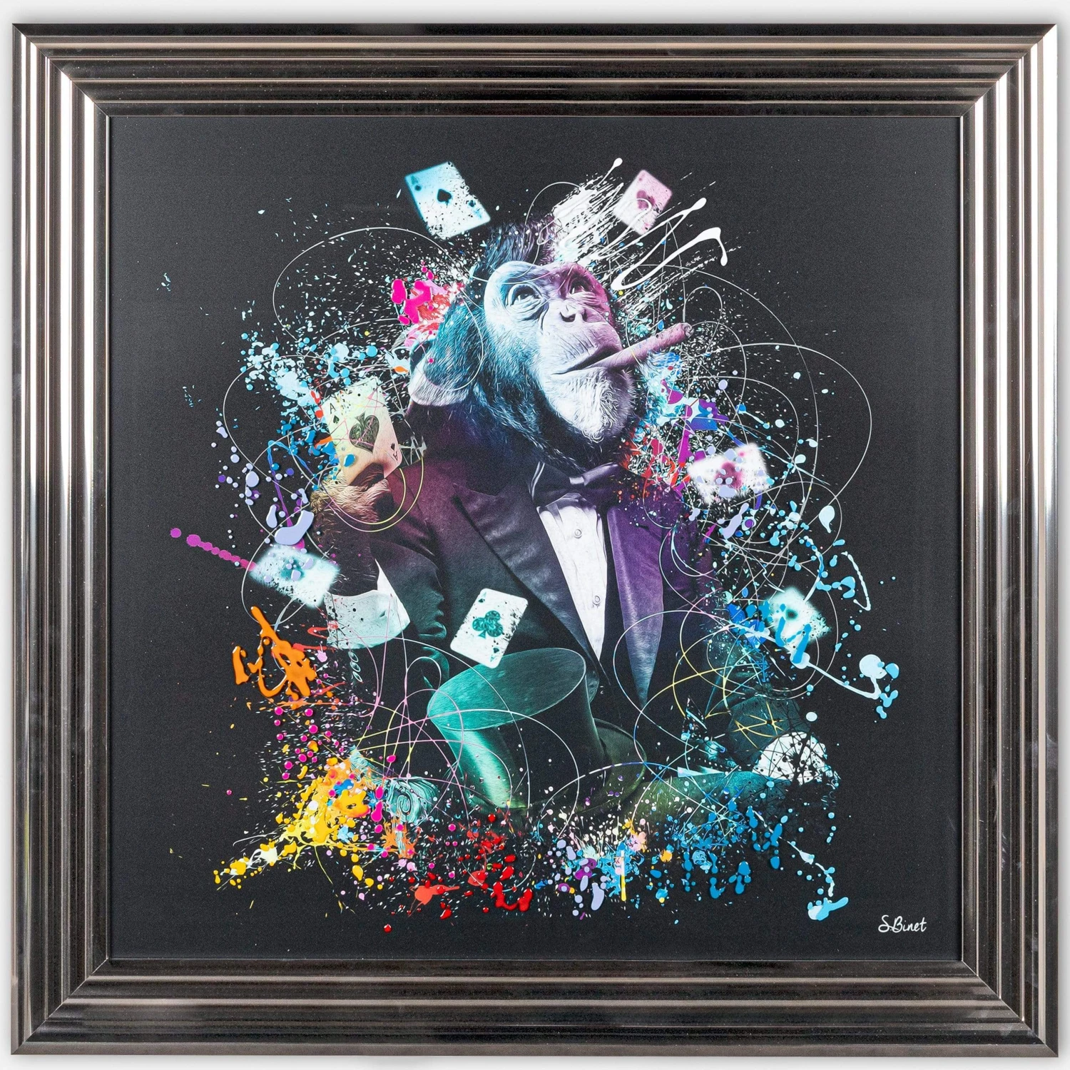 Shh Colourful Vegas Poker Monkey Framed Picture 90 X 90 4 Shh Colourful Vegas Poker Monkey Framed Picture 90 X 90 - Image 2