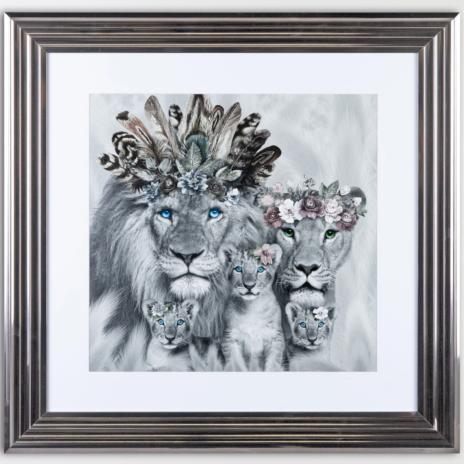 Shh Three Cub Lion Family Framed Picture 90 X 90 4 Shh Three Cub Lion Family Framed Picture 90 X 90 - Image 2