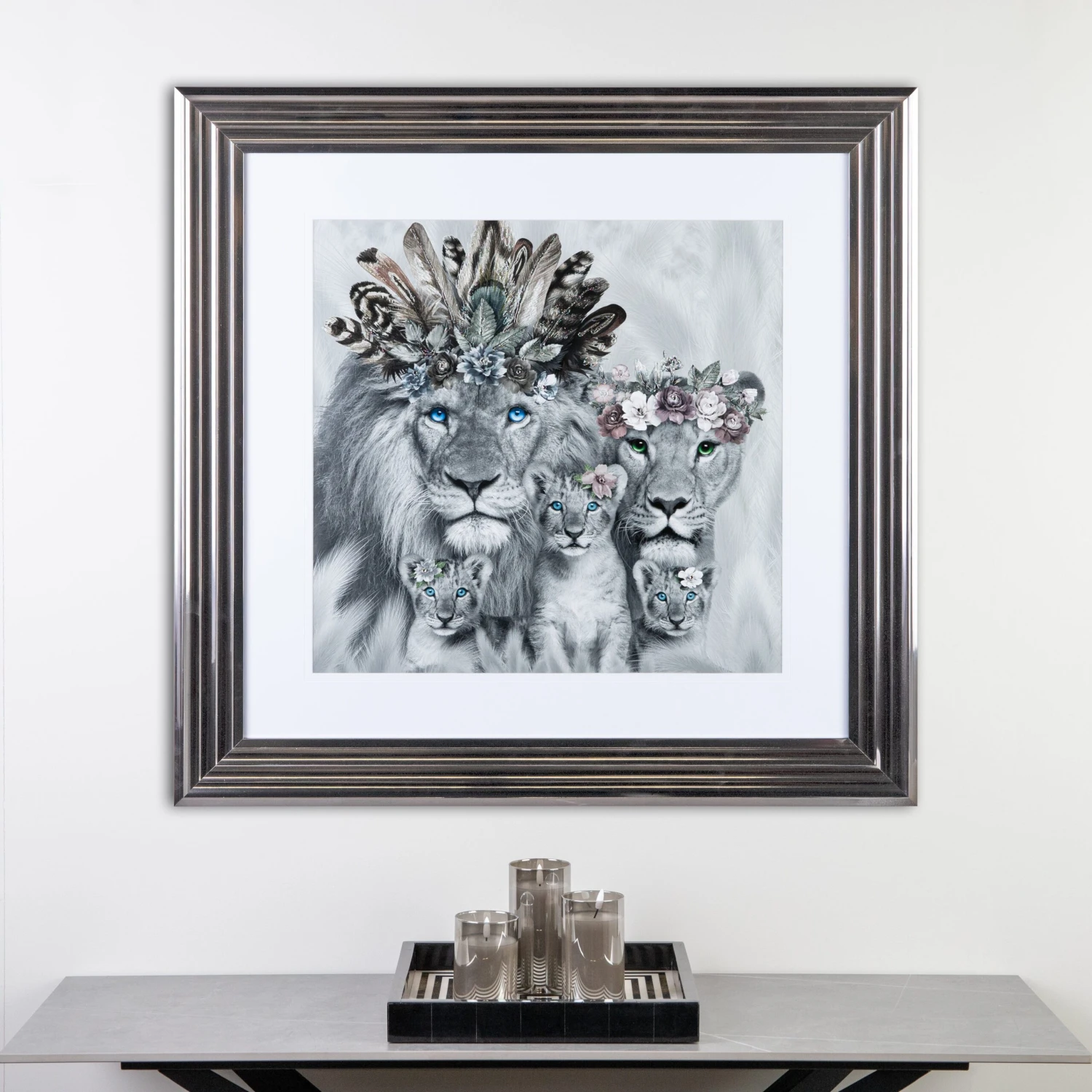 Shh Three Cub Lion Family Framed Picture 90 X 90 3 Shh Three Cub Lion Family Framed Picture 90 X 90