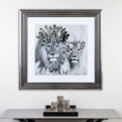 Shh Two Cub Lion Family Framed Picture 90 X 90