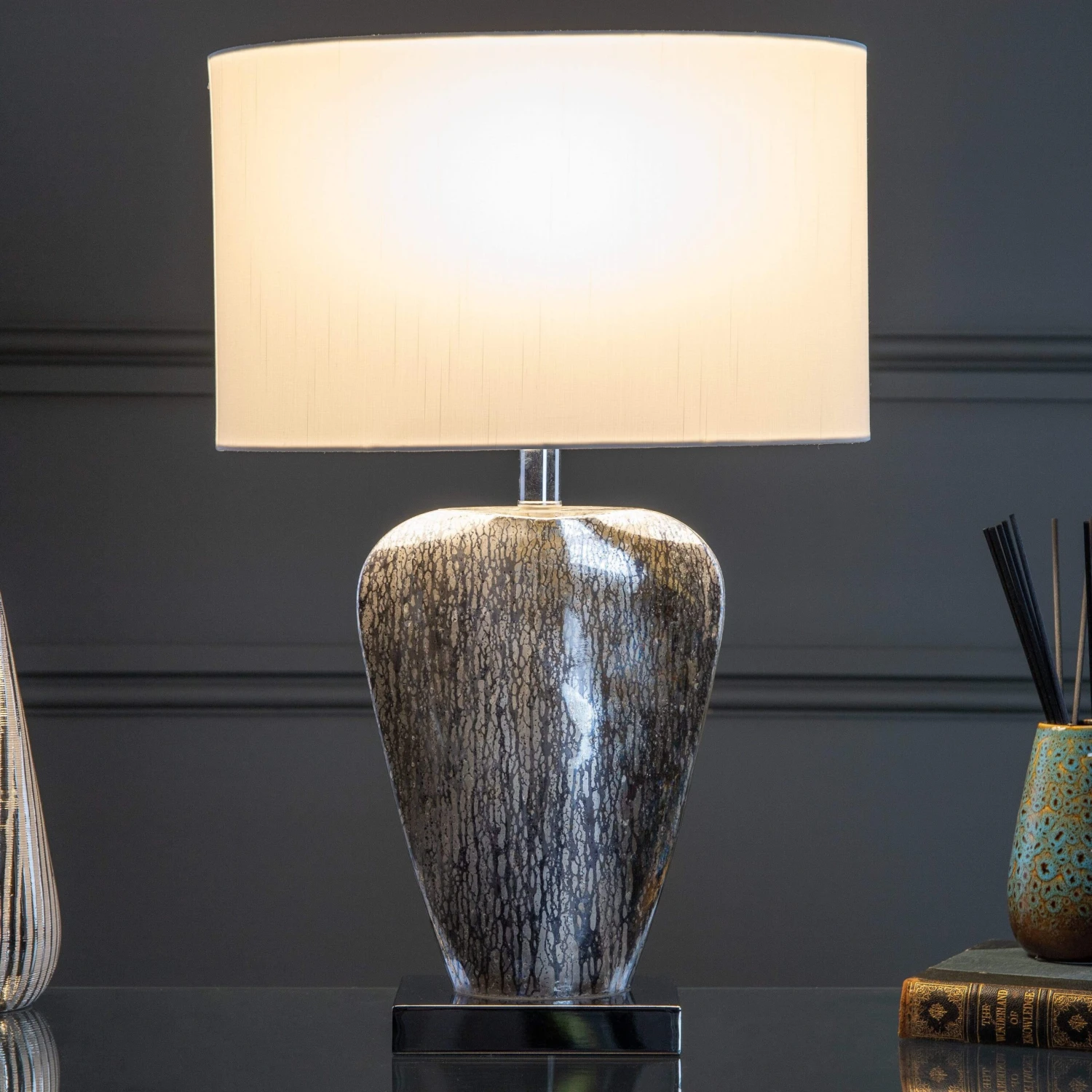 Coin Table Lamp Mercury Gold With Cream Shade 4 Coin Table Lamp Mercury Gold With Cream Shade - Image 2