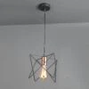 Elda Single Light Pendant Matt Black And Bright Copper Ceiling Light