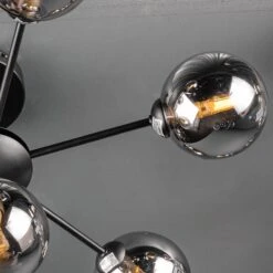 Ferrol Semi Flush In Matt Black With Smoked Glass 7 Ceiling Light -Taskers Sale Shop tasbl07coh3422078d 7 light semi flush in matt black with smoked glass dar cohen 7l s flush matt blk smk gls 29452592644182
