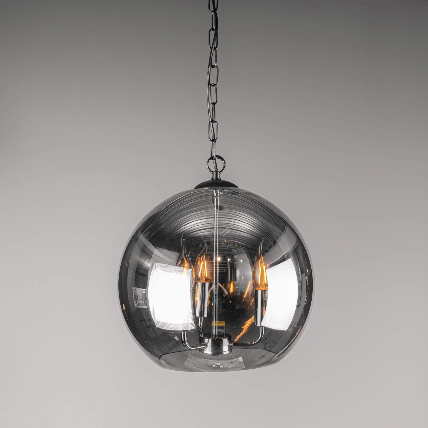 3 Light Smoked Glass Black And Chrome Ball Pendant 3 3 Light Smoked Glass Black And Chrome Ball Pendant
