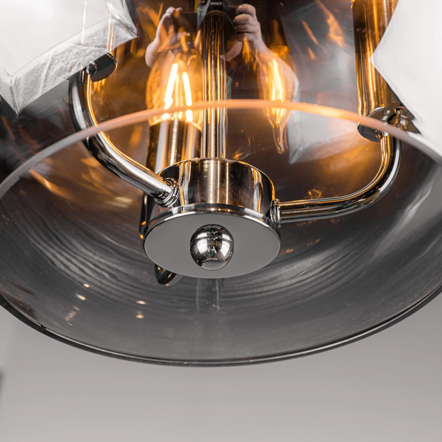 3 Light Smoked Glass Black And Chrome Ball Pendant 5 3 Light Smoked Glass Black And Chrome Ball Pendant - Image 3