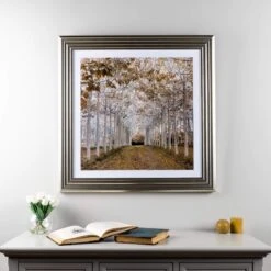 White & Gold Autumn Forest Wall Art