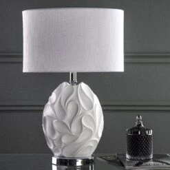 Teruel Table Lamp White Oval Complete With Shade