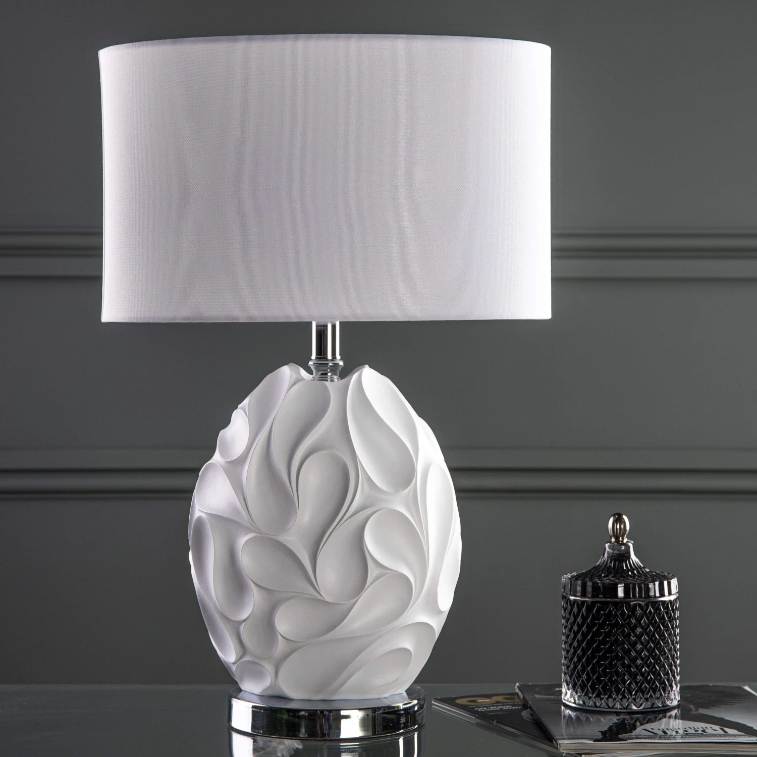 Teruel Table Lamp White Oval Complete With Shade 3 Teruel Table Lamp White Oval Complete With Shade