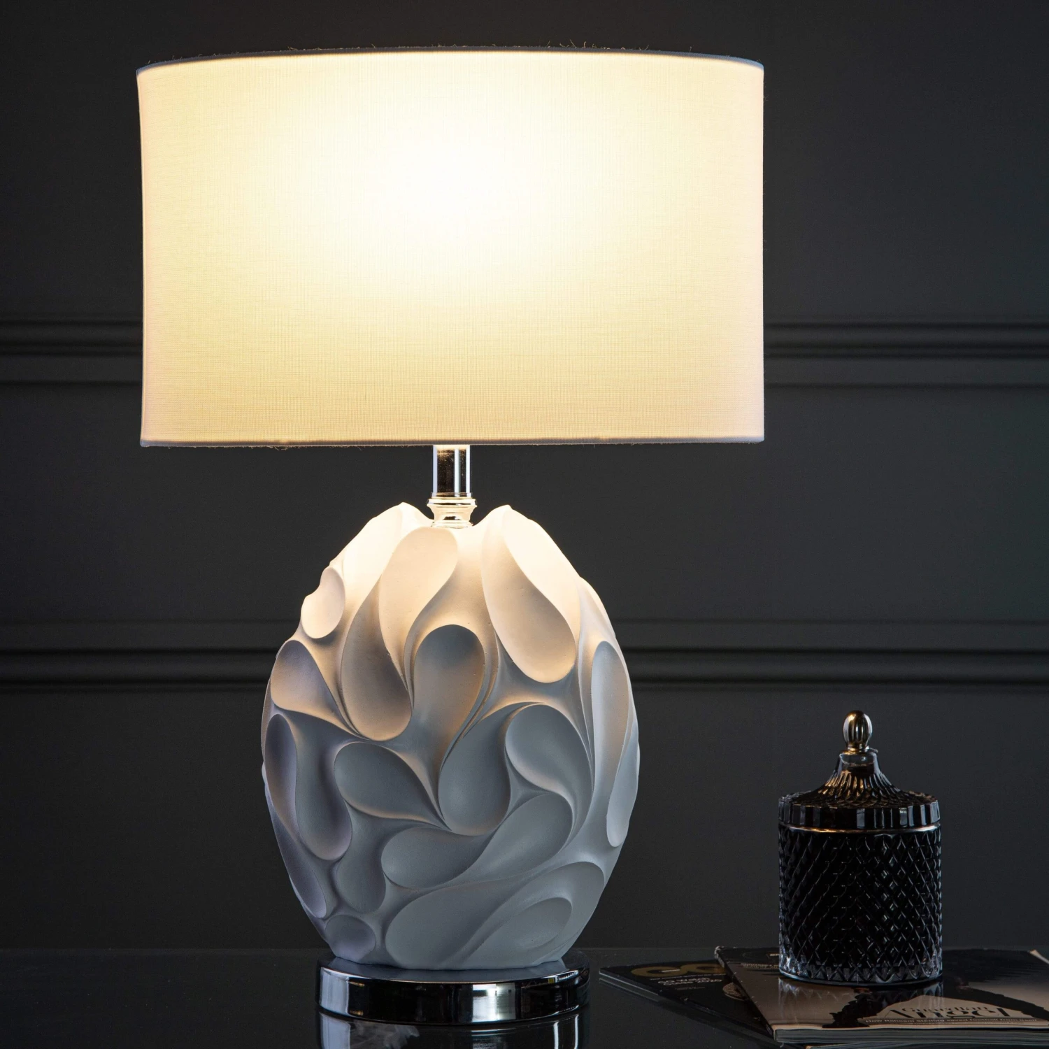 Teruel Table Lamp White Oval Complete With Shade 4 Teruel Table Lamp White Oval Complete With Shade - Image 2