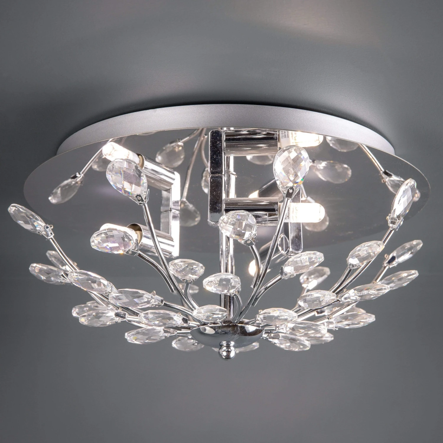 Luarca 3 Light Flush Flora Crystal Ceiling Light 3 Luarca 3 Light Flush Flora Crystal Ceiling Light
